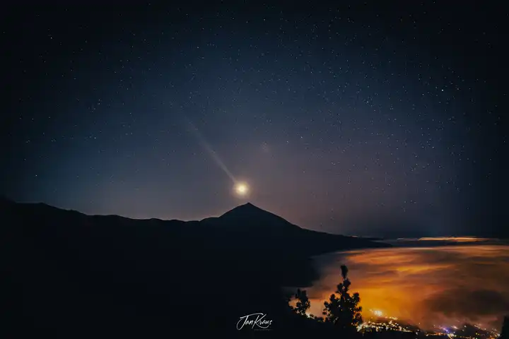 A view of the night sky captured at Tenerife, Canary Islands, Spain